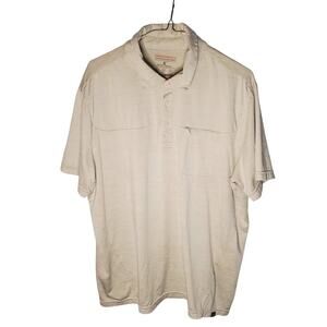 Hawke & Co Performance Polo Shirt XL Beige Lightweight Stretch Zip Pocket